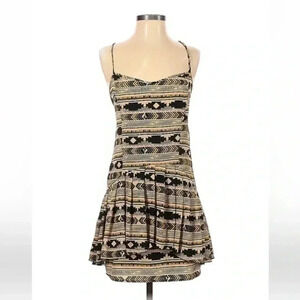 Vintage Volcom Y2K Tan & Black Bohemian Vibes Coastal Beach Dress Size S Small